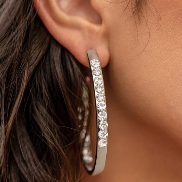 Borderline Brilliance Silver Hoop Earrings